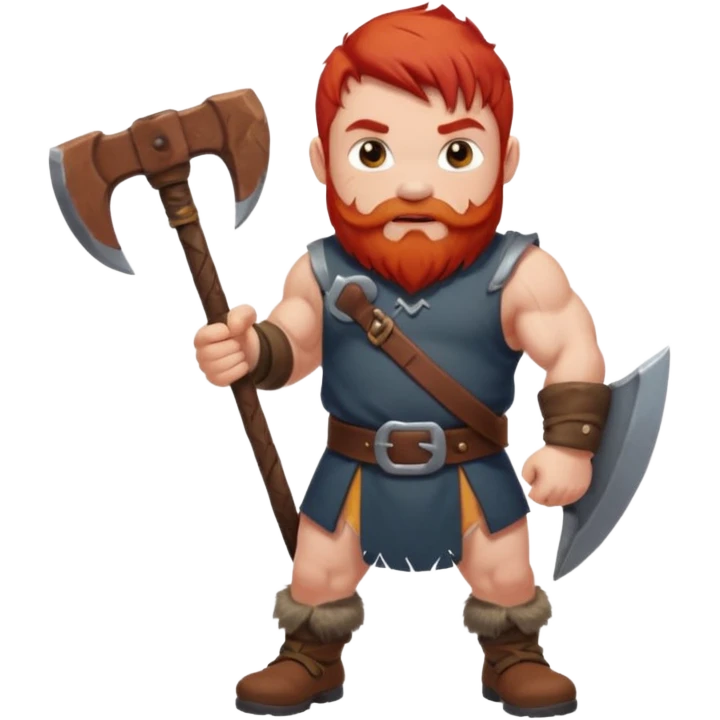 Ein zwerg mit roten Haaren und axt emoji