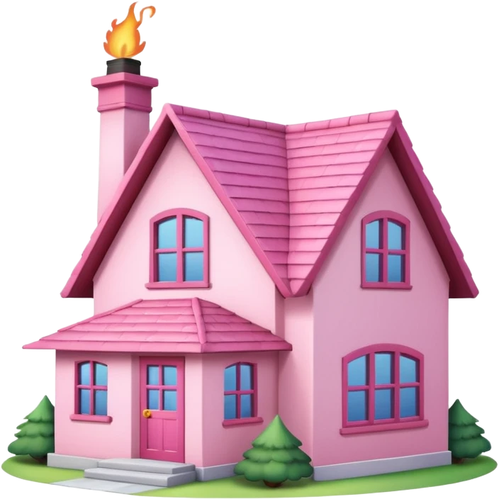 Pretty pink cartoon house emoji