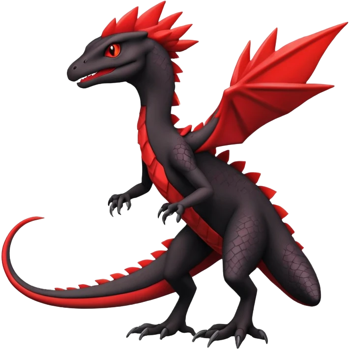 Black and red Sceptile-Salazzle-Pokémon-Fakémon-creature emoji