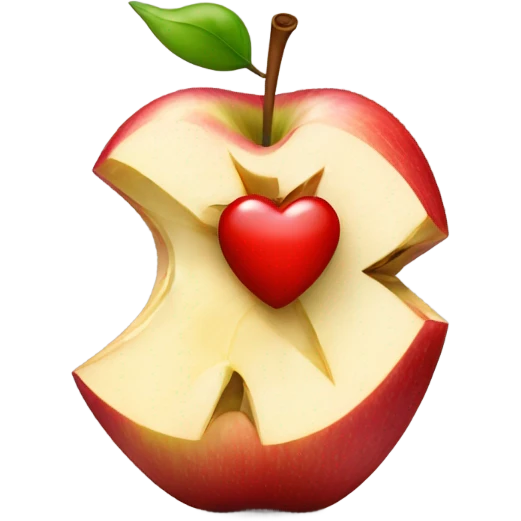 apple with a bite taken out of it but with a heart-shaped bite emoji