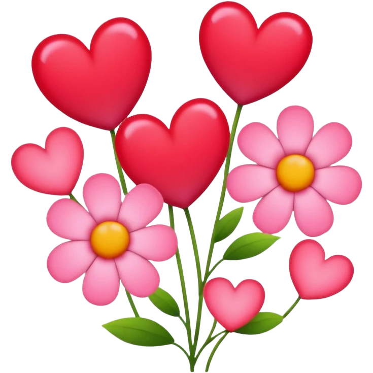 Flowers and hearts emoji