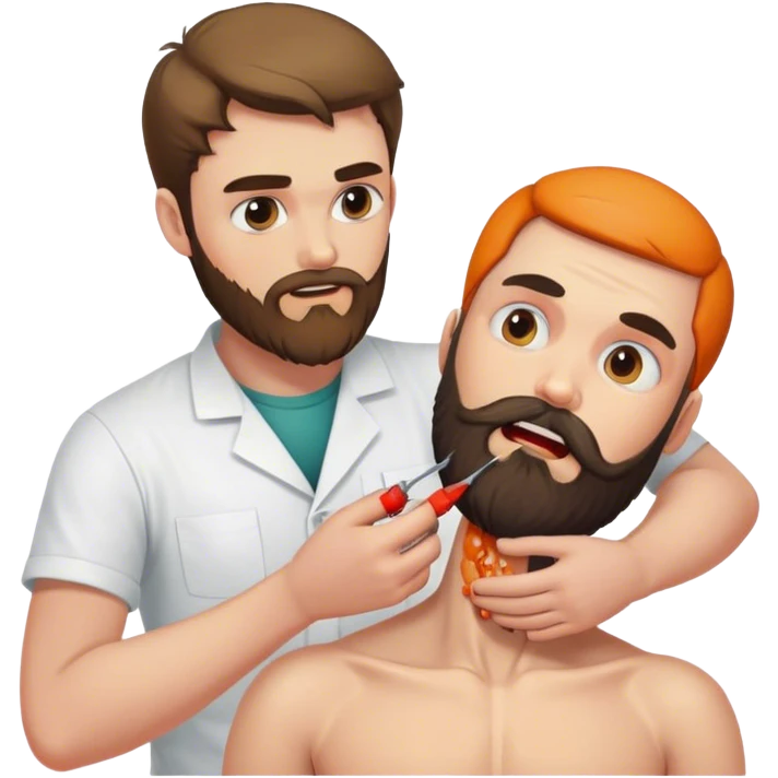 bearded man performing lobotomy on young guy emoji