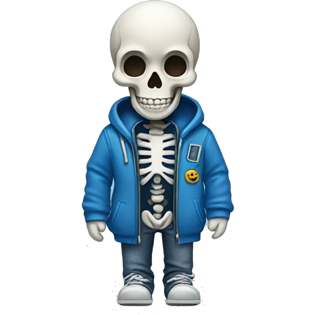 Skeleton in a blue jacket emoji