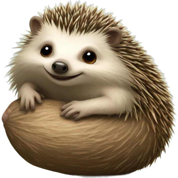 little hedgehog sitting on a sloth emoji