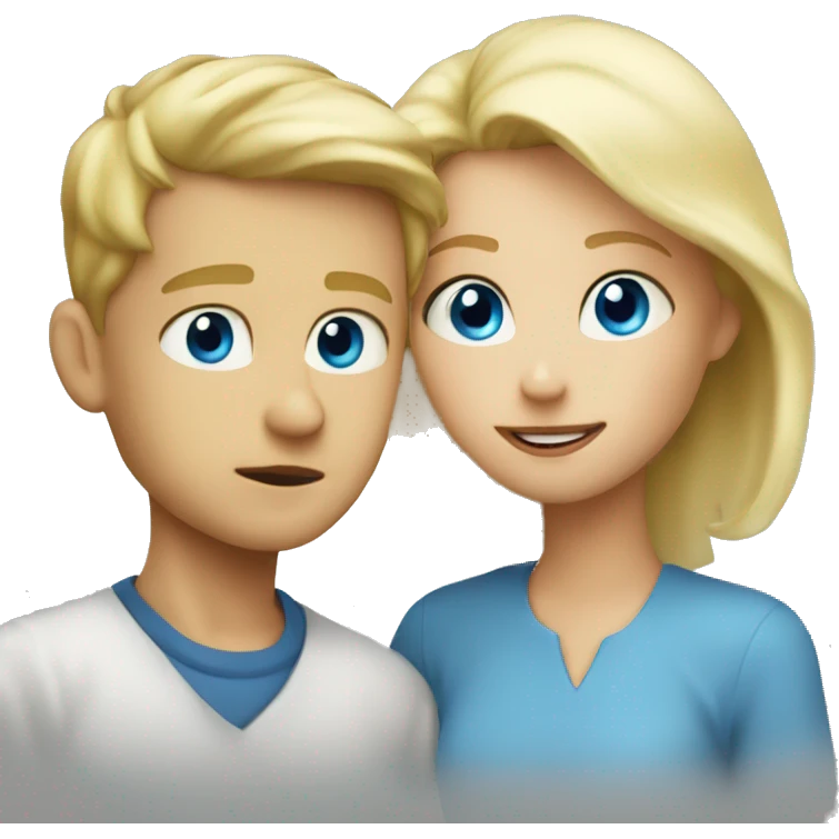 blonde blue eye boy looking at blond blue eyed mom emoji