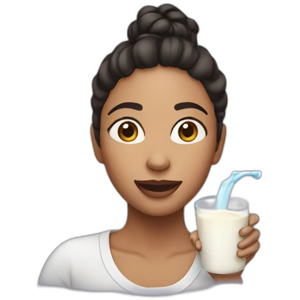 Woman have splash milk on her face emoji