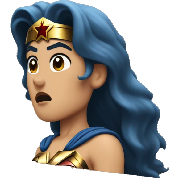 Gal godot wonder woman behind a podium giving a sad speech emoji