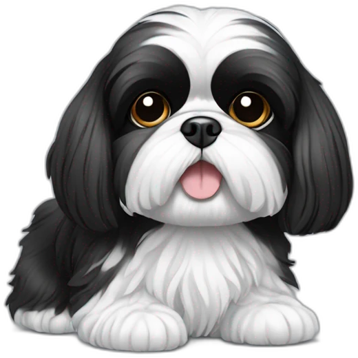 Black and white only shih tzu wearing shoes on paws emoji