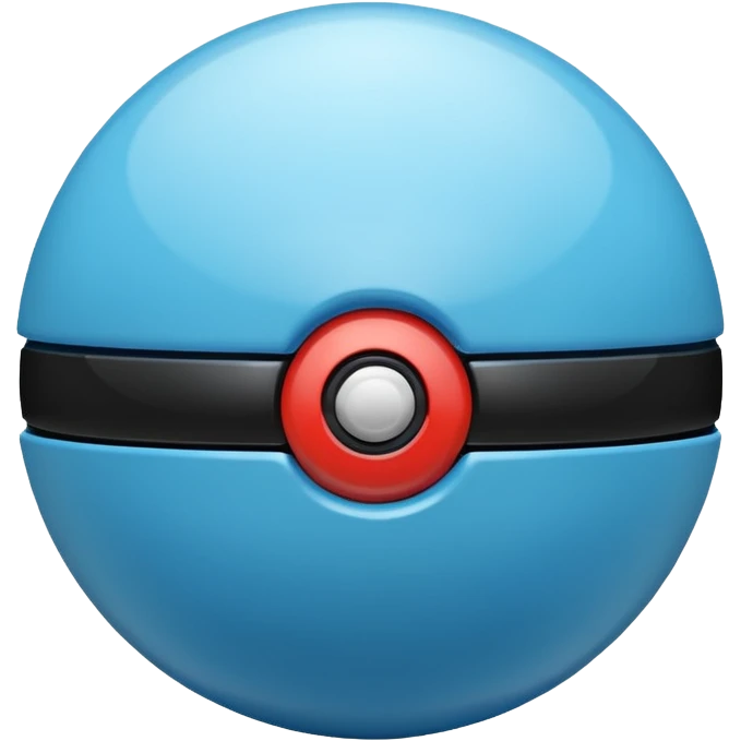 vibrant blue pokeball emoji with a black stripe and highlights emoji