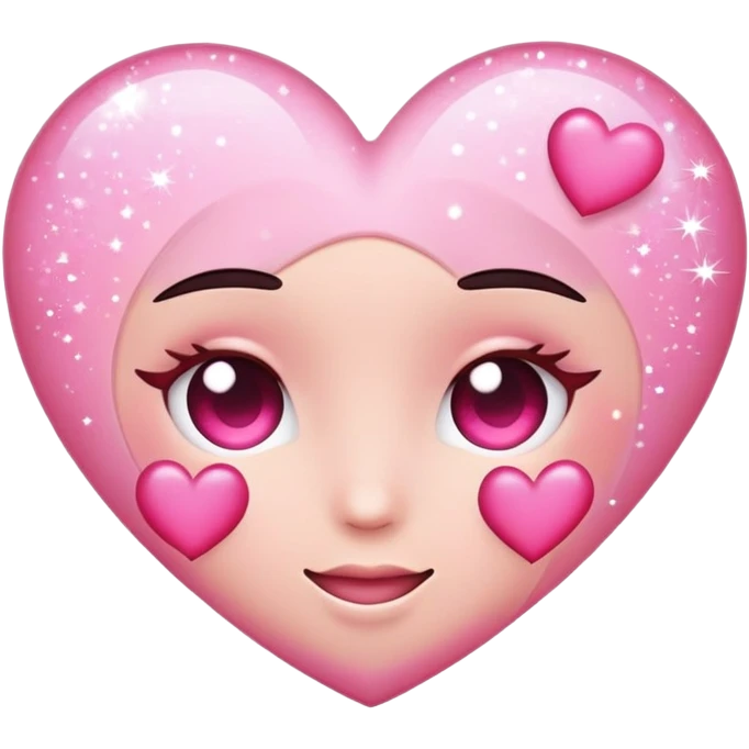 blushing emoji with pink hearts and sparkles around emoji
