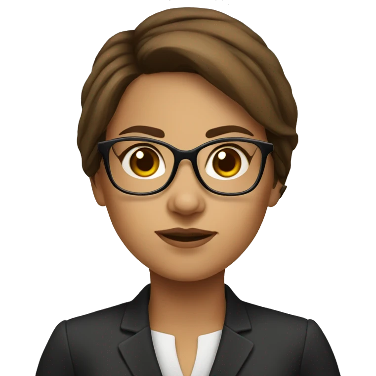 brown hair young female lawyer with glases  emoji