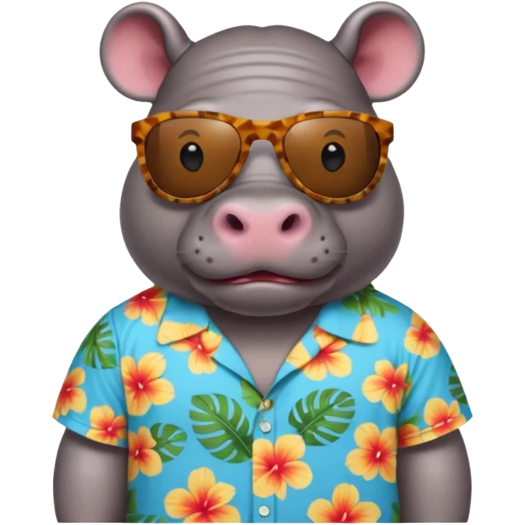 hippo with aloha shirt wearing sunglasses emoji