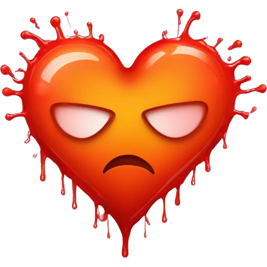 bleeding red heart glowing red-orange with splatter emoji