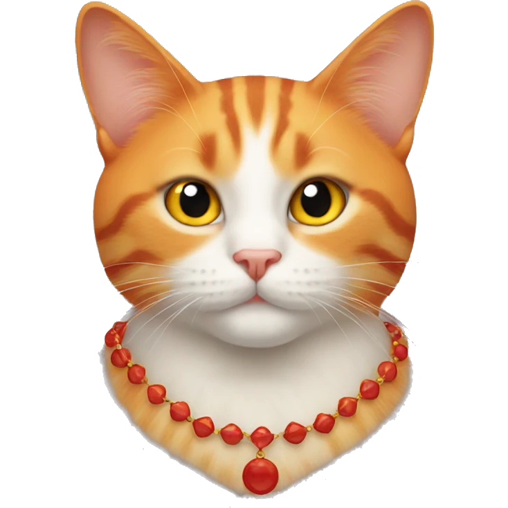 orange cat with a red necklace  emoji