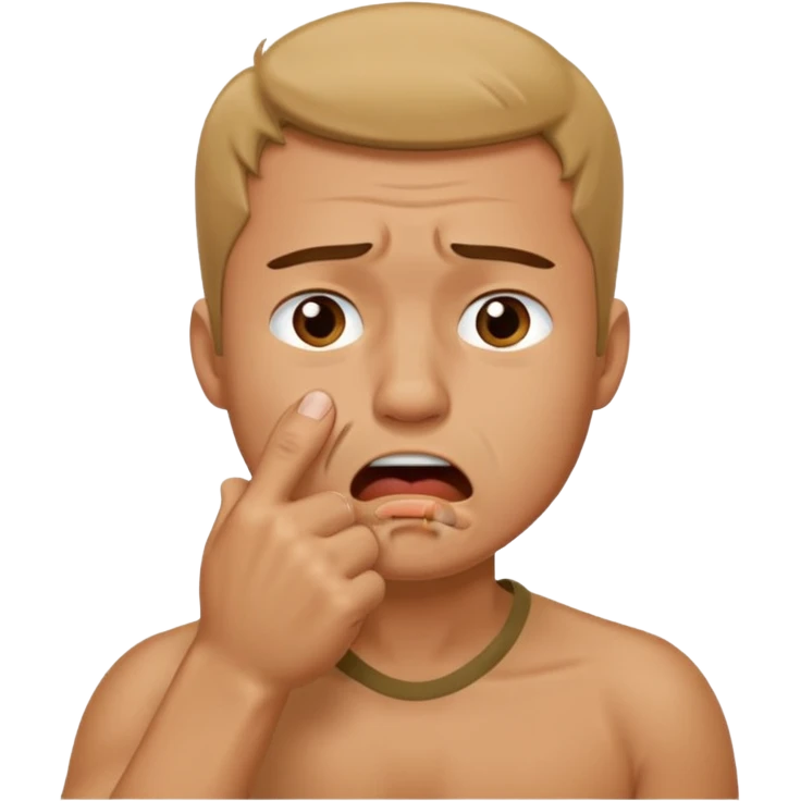 Crying man with his fist holding to his mouth emoji