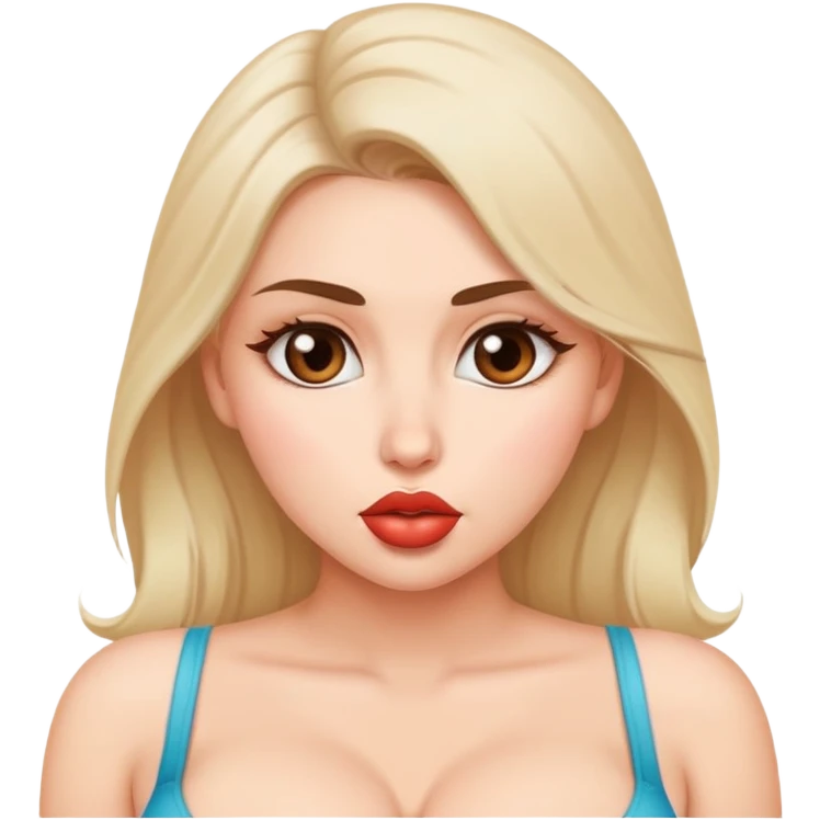Beautiful woman with big boobs want to kiss emoji