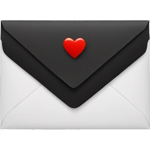 black envelope with red heart emoji