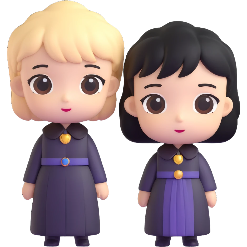 Cute chibi Nero and Lady from Devil May Cry, big heads, small bodies, childlike proportions emoji
