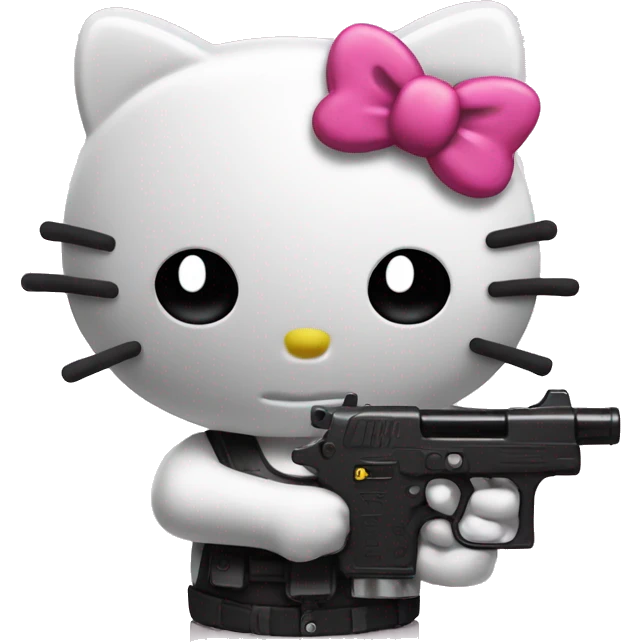 hello kitty with a black watergun emoji