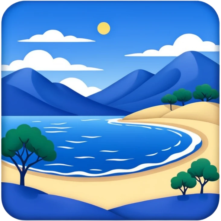 Matisse style BLUE abstract art landscape emoji