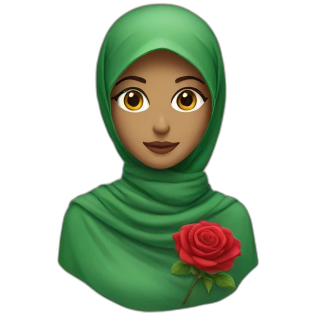 Green hijab with red rose emoji