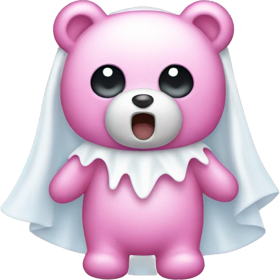 pink teddy bear with ghost costume  emoji