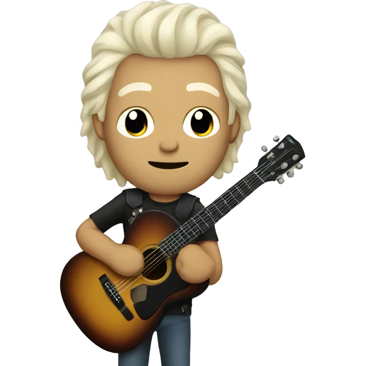 a man with a bleached hair holding guitar emoji