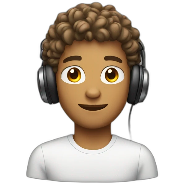 tan guy with semi curly hair and headphones emoji