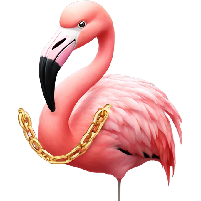 Flamingo wearing gold chain emoji