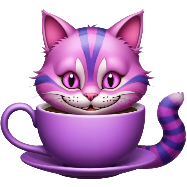 Cheshire Cat drinks a coffee  emoji