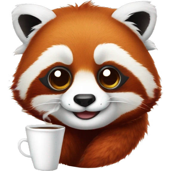 red panda qui fait une pause café emoji