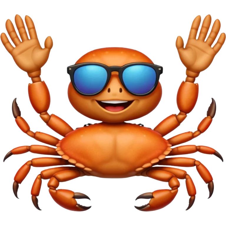 Alaska crab are moving wearing a sunglass and say hi emoji