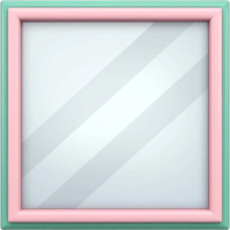 green pink Mirror in fitting room, transparent background inspired by pastel colour pallete emoji