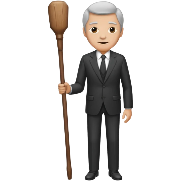 Give me a suit with pants and a wooden old age stick  emoji