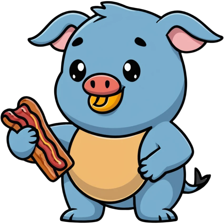 hungry Stitch with bacon emoji