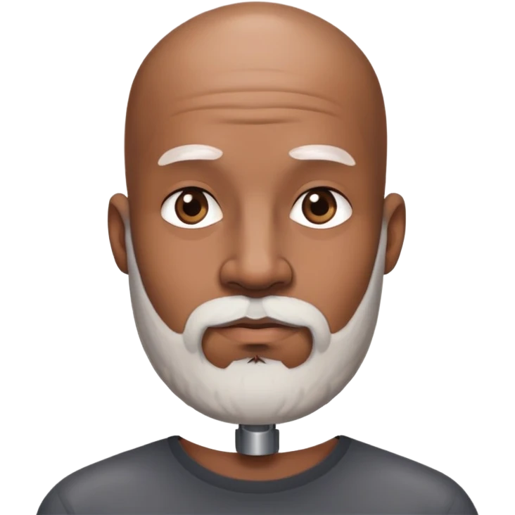 Brown skin guy with bald head and thick salt and pepper beard  emoji