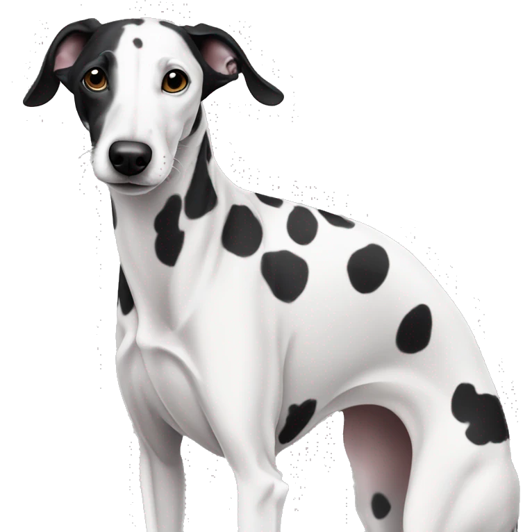 Black and white white withblack spots whippet dog
 emoji