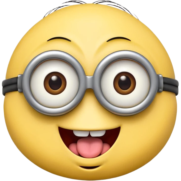 minion face emoji, playful and friendly, two eyes, tongue out emoji