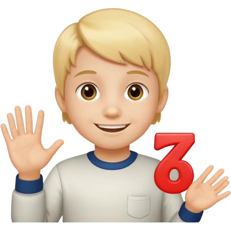 A Lil kid holding 6 7 emoji