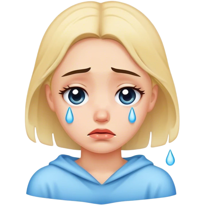 realistic portrait of sad girl with tears emoji
