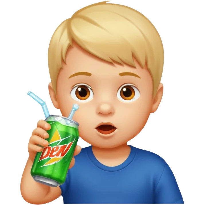 A baby boy drinking Mountain Dew emoji