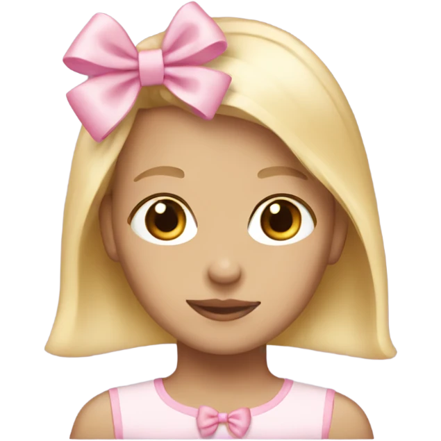 Blonde with light pink hairbow emoji