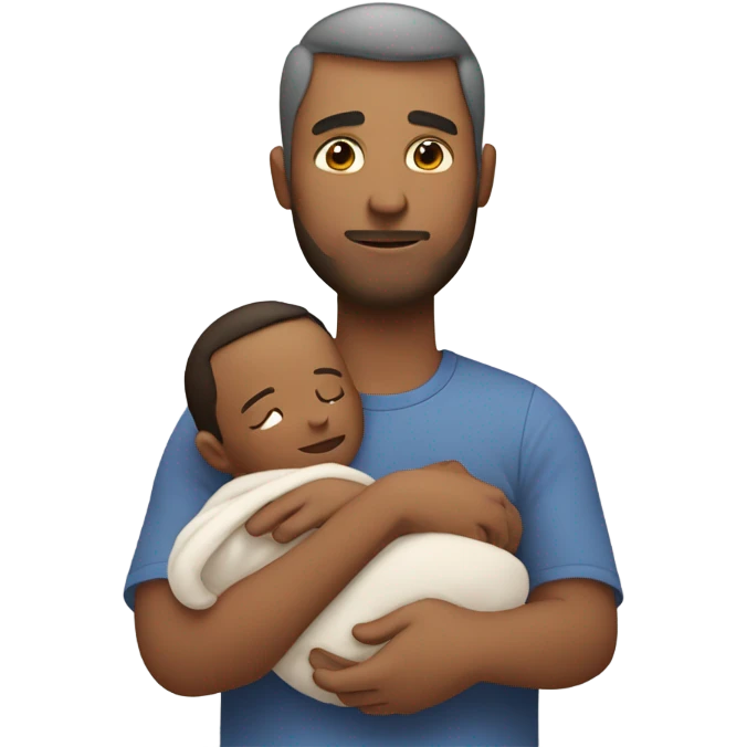 White Dad hugging newborn emoji