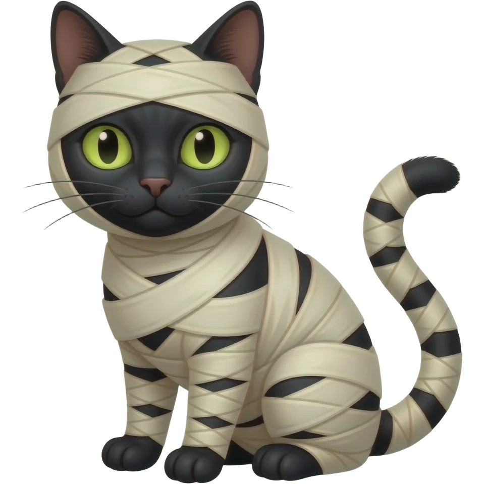 completely wrapped up mummified covered  black anthro cat emoji