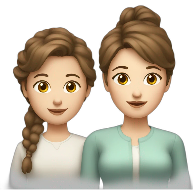Mom and daughter from Russia with brown hair emoji