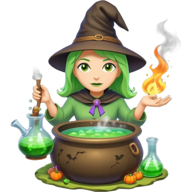 green witch cooking potion emoji