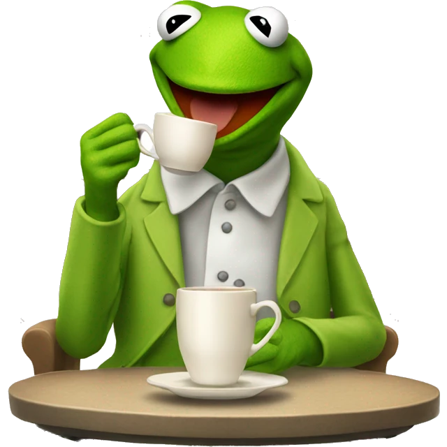 Kermit the frog sipping tea emoji