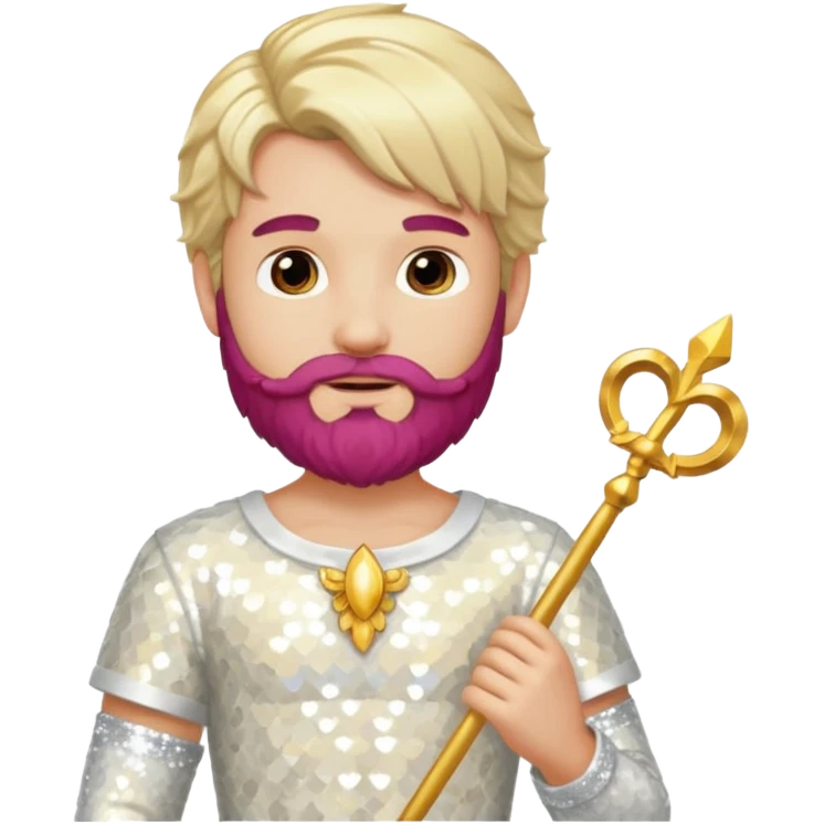 Cupid, God of Love from Gods and Goddesses with long blond hair and beard, ivory sequin outfit emoji