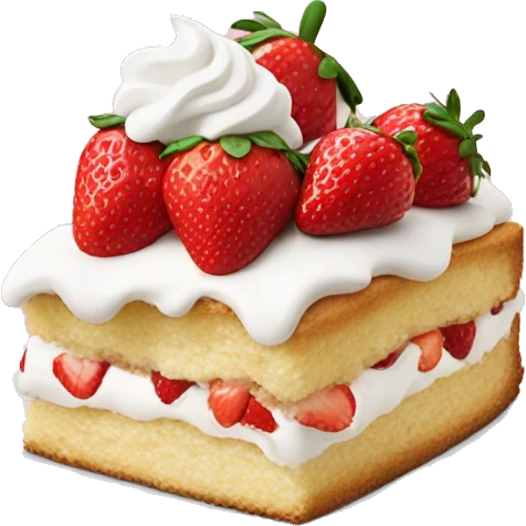 A slice of strawberry shortcake with lots of white icing emoji