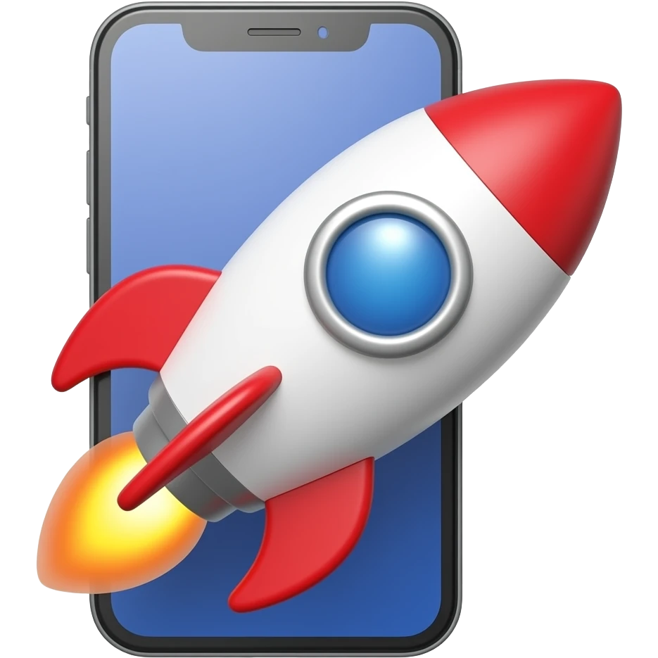 smart phone with rocket emoji